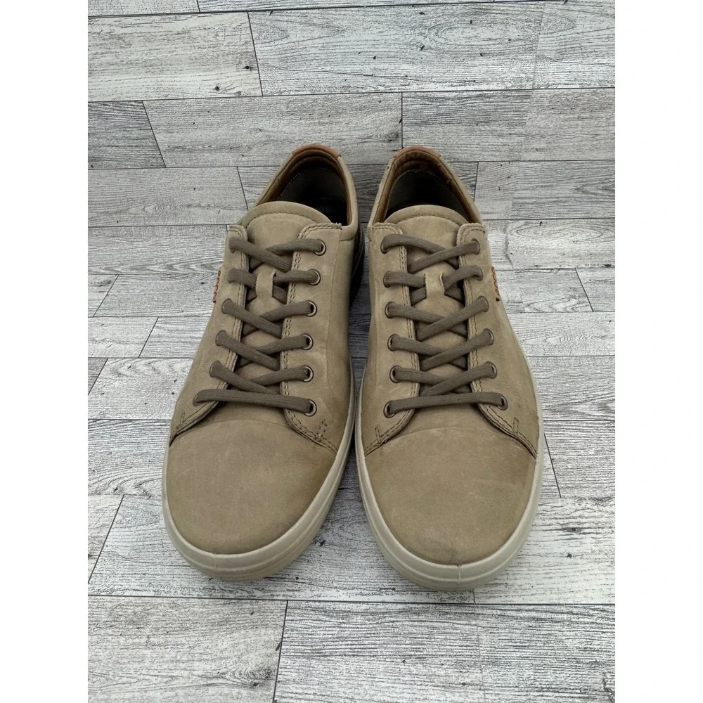 ECCO Men's Casual Sneakers Taupe Leather Lace Up Comfort Size 11 EU‎ 45